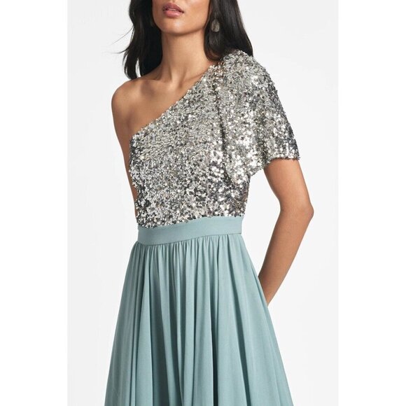 Sachin & Babi Size 0 Jolie Gown Silver Steel Blue Cocktail Prom Formal Gown $995 - Picture 3 of 15